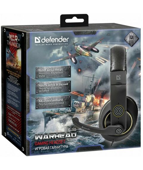 Наушники и гарнитуры: Наушники с микрофоном Defender Warhead HN-G-110 черный накладные оголовье [64102] фотографии