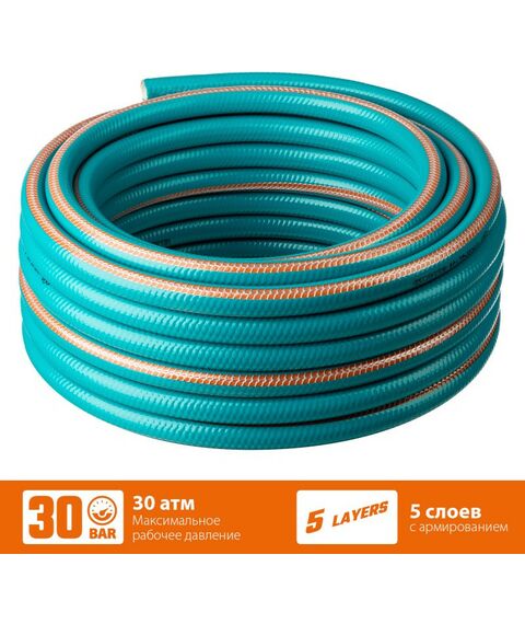 Шланги, системы водопровода и автополива: Поливочный шланг GRINDA PROLine EXPERT 5 3/4" 15 м 30 атм, пятислойный, плетёное армирование [429007-3/4-15] фотографии
