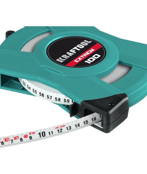 Рулетки, курвиметры: Геодезическая стальная мерная лента KRAFTOOL EXTREM 100 м [34185-100] фотографии