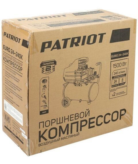 Компрессоры: Компрессор поршневой масляный Patriot EURO 24-240K 240 л/мин, 8 бар, 1500 Вт, 24 л [525306366] фотографии
