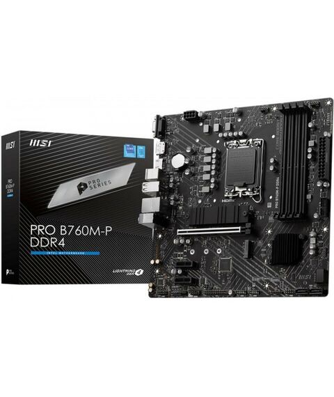 Материнские платы: Материнская плата MSI PRO B760M-P DDR4 LGA1700 <B760> PCI-E Dsub+HDMI+DP GbLAN SATA MicroATX 4DDR4 RTL фотографии