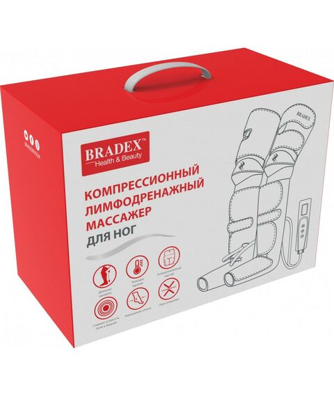 Массажеры: Компрессионный лимфодренажный массажер для ног Bradex KZ 1167 прогрев коленей, длинные манжеты, черный фотографии