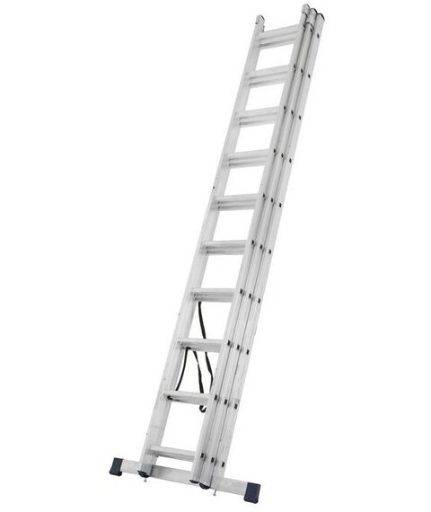 Стремянки и лестницы: Лестница TUNDRA 10 ступеней трехсекционная, алюминиевая фотографии