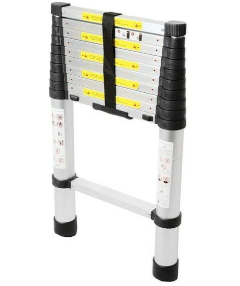 Стремянки и лестницы: Лестница телескопическая в сумке TUNDRA 3.2 м алюминиевая, 11 ступеней, автомат фотографии