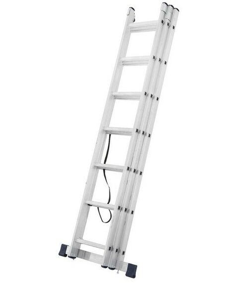Стремянки и лестницы: Лестница TUNDRA 7 ступеней трехсекционная, алюминиевая фотографии