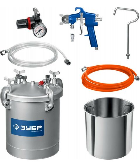 Пневмокраскопульты: Красконагнетательный бак с краскораспылителем Зубр Профессионал KNB-10 10 л [06464] фотографии