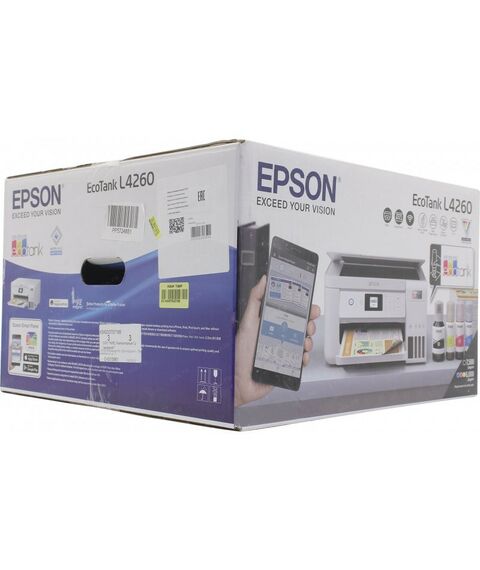Многофункциональные устройства: МФУ Epson EcoTank L4260 A4, струйное, LCD, 33стр/мин, 5760x1440dpi,4 краски, USB2.0,  WiFi, двусторонняя печать [C11CJ63412] фотографии