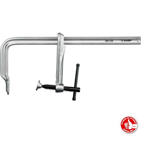 Тиски, струбцины, наковальни, верстаки: Цельнокованая струбцина Зубр КС-300/120 F 300х120 мм [32157-120-300] фотографии