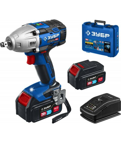 Винтоверты: Бесщеточный гайковерт Зубр Профессионал GB-500-42 Т7, 20 В, 500 Н·м, 2 АКБ (4 А·ч), кейс фотографии