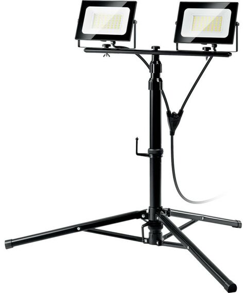 Осветительные приборы: Светодиодные прожекторы на штативе Зубр Профессионал ПСК 50х2 2х50Вт, 6500К IP65, 1.6м [57145-2-50] фотографии