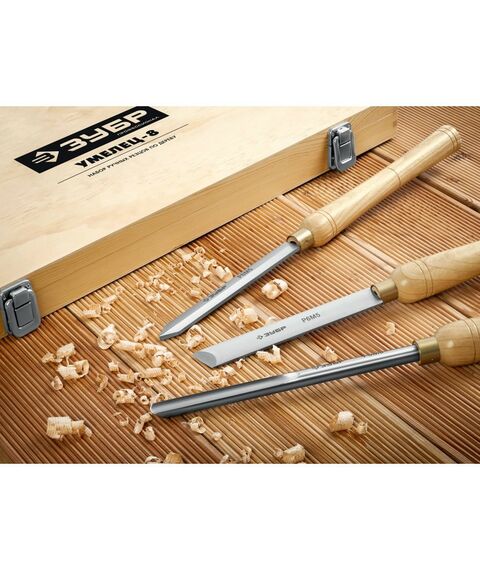 Столярно-слесарный инструмент: Набор ручных резцов по дереву Зубр УМЕЛЕЦ-8 8шт, Р6М5 [18374] фотографии