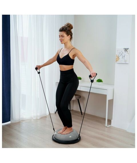 Фитнес оборудование: Полусфера BOSU гимнастическая массажная  46 х 20 см с насосом, цвет серый фотографии