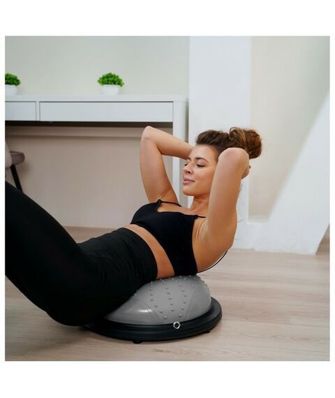 Фитнес оборудование: Полусфера BOSU гимнастическая массажная  46 х 20 см с насосом, цвет серый фотографии