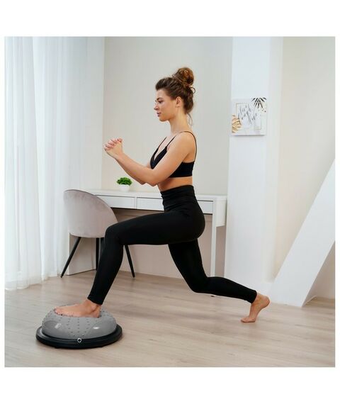 Фитнес оборудование: Полусфера BOSU гимнастическая массажная  46 х 20 см с насосом, цвет серый фотографии