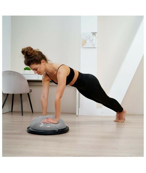 Фитнес оборудование: Полусфера BOSU гимнастическая массажная  46 х 20 см с насосом, цвет серый фотографии