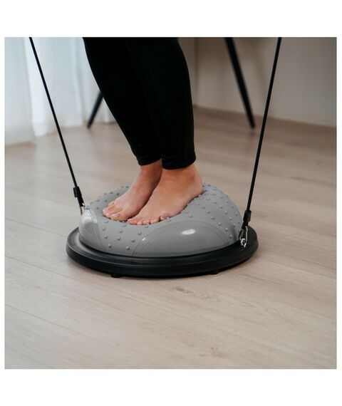 Фитнес оборудование: Полусфера BOSU гимнастическая массажная  46 х 20 см с насосом, цвет серый фотографии