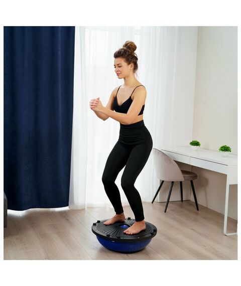 Фитнес оборудование: Полусфера BOSU гимнастическая массажная  55 х 25 см с насосом, цвет синий фотографии