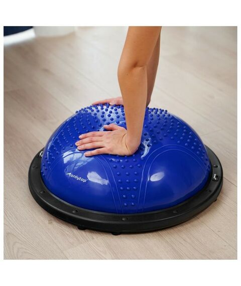 Фитнес оборудование: Полусфера BOSU гимнастическая массажная  55 х 25 см с насосом, цвет синий фотографии