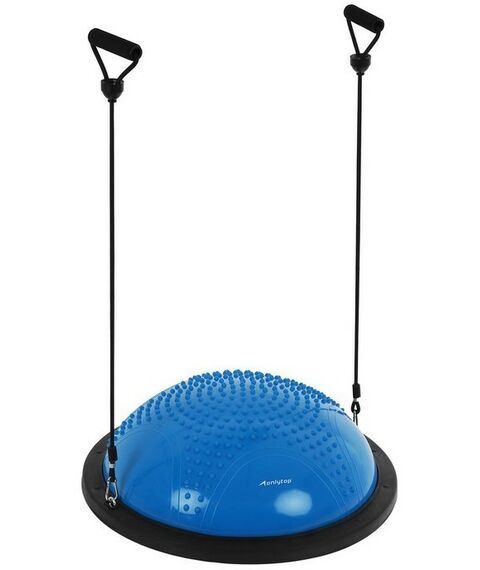 Фитнес оборудование: Полусфера BOSU гимнастическая массажная  55 х 25 см с насосом, цвет синий фотографии