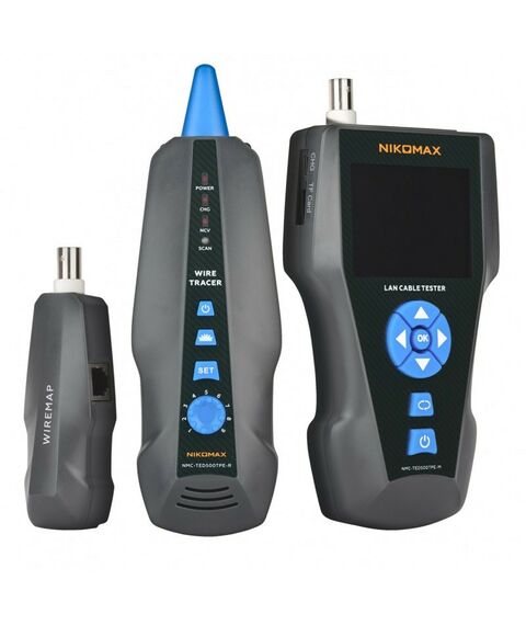 Монтажное оборудование: Кабельный тестер Nikomax NMC-TED500TPE с LCD дисплеем, UTP/STP, RJ45, RJ12, RJ11, BNC, с функцией измерения длины, трассировкой кабелей и определением PoE, без флеш-накопителя фотографии
