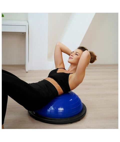 Фитнес оборудование: Полусфера BOSU гимнастическая  55 х 25 см с насосом, цвет синий фотографии