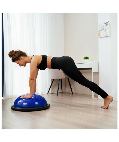 Фитнес оборудование: Полусфера BOSU гимнастическая  55 х 25 см с насосом, цвет синий фотографии