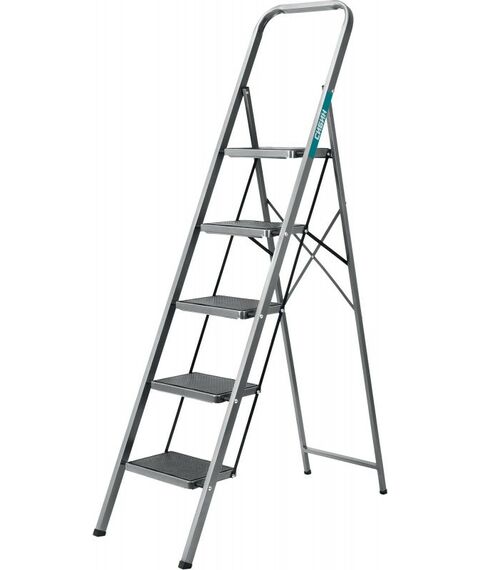 Стремянки и лестницы: Стремянка стальная СИБИН 38807-05 c широкими обрезиненными ступенями, 5 ступени, 118 см [38807-05] фотографии
