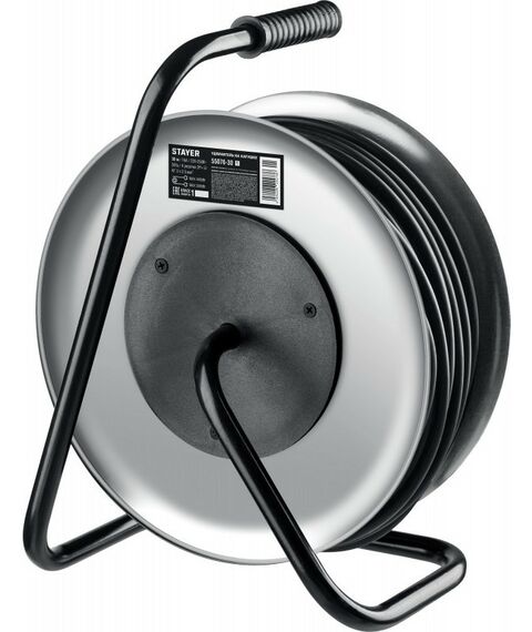 Удлинители электрические: Силовой удлинитель на стальной катушке STAYER PRO 325 КГ 3х2.5 30м 4000Вт IP44 [55076-30] фотографии