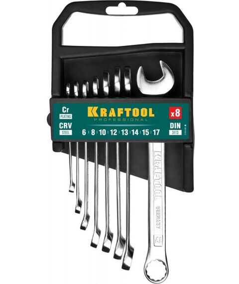 Наборы инструментов и ключи: Набор комбинированных гаечных ключей KRAFTOOL 8 шт, 8 - 19 мм [27079-H8C] фотографии