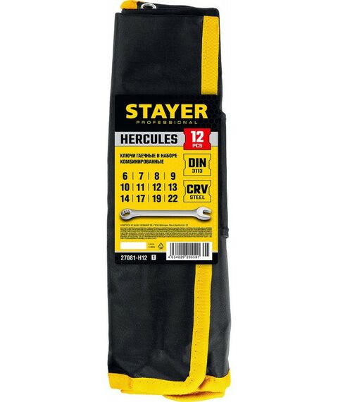 Наборы инструментов и ключи: Набор комбинированных гаечных ключей STAYER HERCULES Professional 12 шт, 6 - 22 мм [27081-H12] фотографии