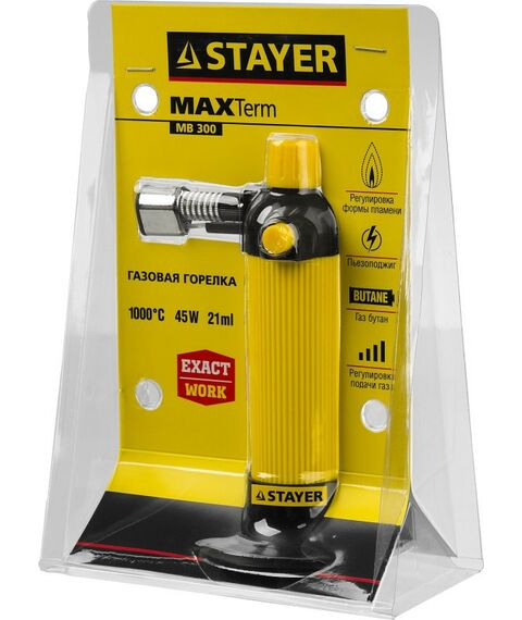 Горелки: Автономная газовая горелка с пьезоподжигом STAYER MaxTerm MB300 1200°С [55570] фотографии