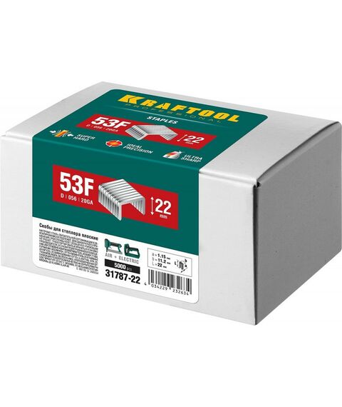 Скобы для степлера: Скобы для степлера KRAFTOOL 22 мм тип 20GA (53F / D / 056), 5000 шт [31787-22] фотографии