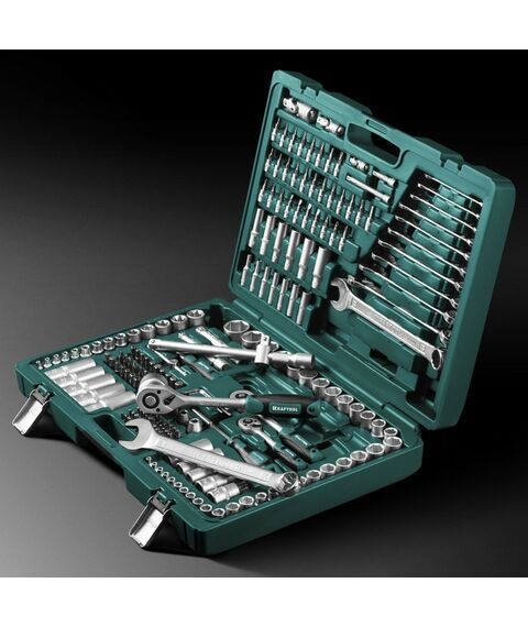 Наборы инструментов и ключи: Универсальный набор инструмента KRAFTOOL X-Drive 216 216 предметов, 1/2"+3/8"+1/4" [27888-H216] фотографии