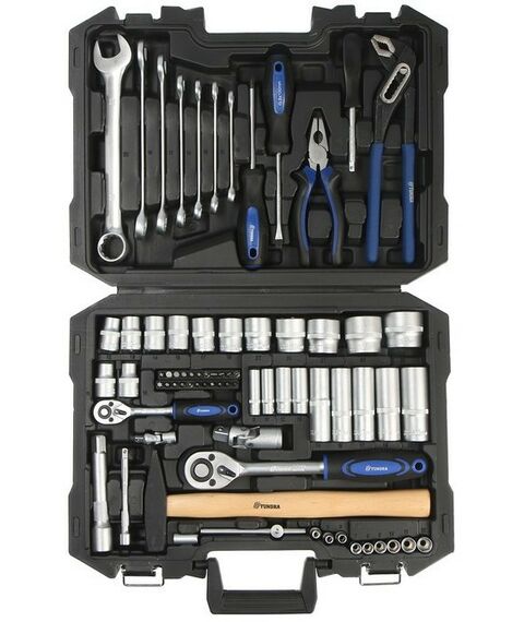 Наборы инструментов и ключи: Набор инструментов в кейсе автомобильный TUNDRA 74 предмета CrV, 1/2", 1/4" фотографии