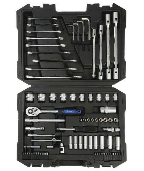 Наборы инструментов и ключи: Набор инструментов в кейсе автомобильный TUNDRA 80 предметов CrV, 1/2", 1/4", 3/8" фотографии