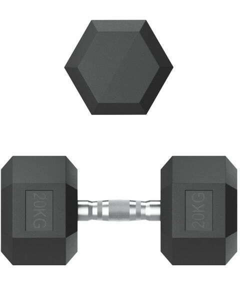 Гантели: Гантель гексагональная UNIXFIT 20 кг обрезиненная, пара фотографии