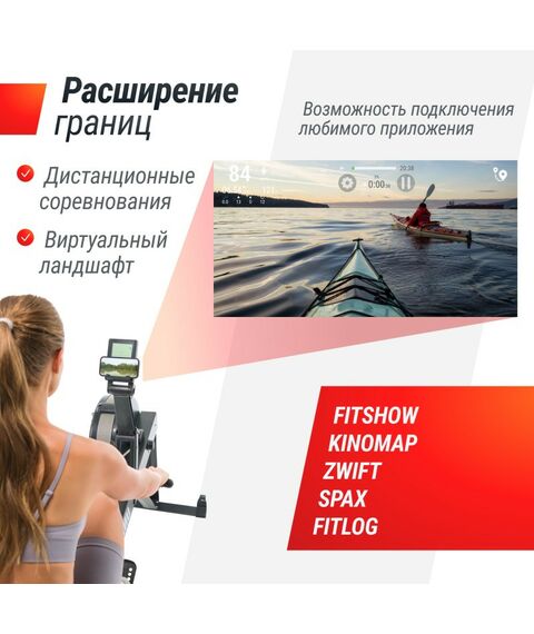 Гребные тренажеры: Гребной тренажер UNIXFIT Air Rower-X Black фотографии