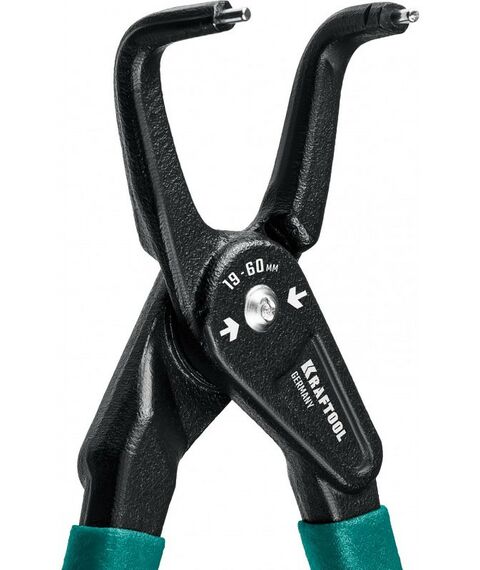 Демонтажный инструмент: Съемник стопорных колец KRAFTOOL 180 мм изогнутые губки, внутренний [22812-2] фотографии