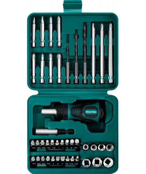 Отвертки: Реверсивная отвертка KRAFTOOL Kompakt-43 с насадками 43 предмета [25556-H43] фотографии
