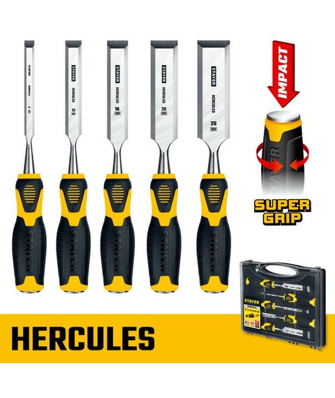 Столярно-слесарный инструмент: Набор стамесок-долот STAYER Hercules 5 предметов [18205-H5] фотографии