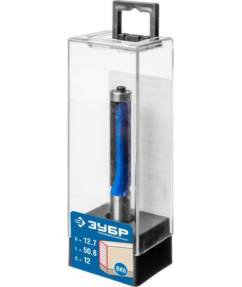 Принадлежности для фрезерных станков: Фреза кромочная с нижним подшипником Зубр 12.7x50.8мм хвостовик 12мм [28727-12.7-50.8] фотографии