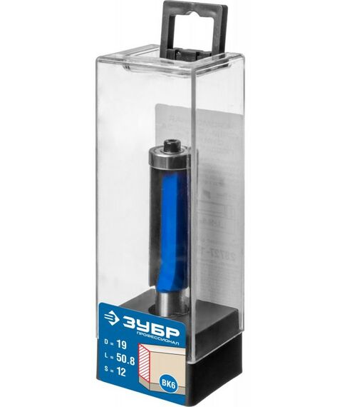Принадлежности для фрезерных станков: Фреза кромочная с нижним подшипником Зубр 19x50.8мм хвостовик 12мм [28727-19-50.8-12] фотографии
