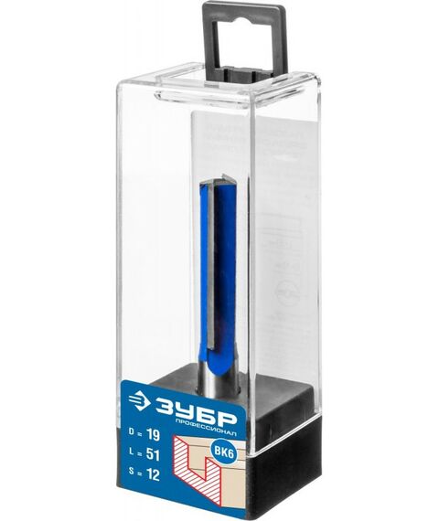 Принадлежности для фрезерных станков: Фреза пазовая прямая с нижними подрезателями Зубр 19x51мм хвостовик 12мм [28755-19-51] фотографии