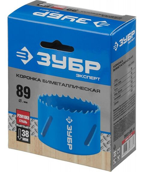 Буры, пики, коронки, сверла: Биметаллическая коронка Зубр 89 мм сталь Р6М5 [29531-089] фотографии