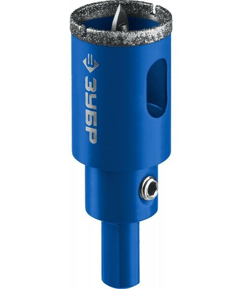 Буры, пики, коронки, сверла: Алмазная коронка Зубр Профессионал АГК d 35 мм центр. сверло, трехгр. хвост, Р60 [29850-35] фотографии