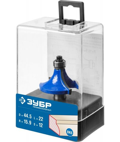 Принадлежности для фрезерных станков: Фреза кромочная калевочная Зубр №1 44.5x22мм радиус 16мм [28701-44.5] фотографии