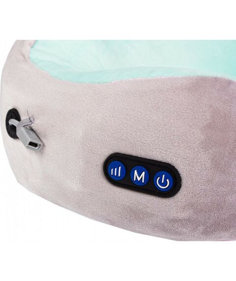 Массажеры: Дорожная подушка-подголовник Bradex KZ 0558 для шеи с завязками, серо-зелёная фотографии