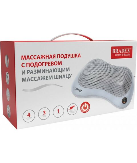Массажеры: Массажная подушка Bradex KZ 0564 с подогревом и разминающим массажем Шиацу, серая фотографии