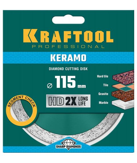 Пильные и алмазные диски: Алмазный диск KRAFTOOL KERAMO 115 мм 22.2 мм, 10х2.2 мм [36684-115] фотографии