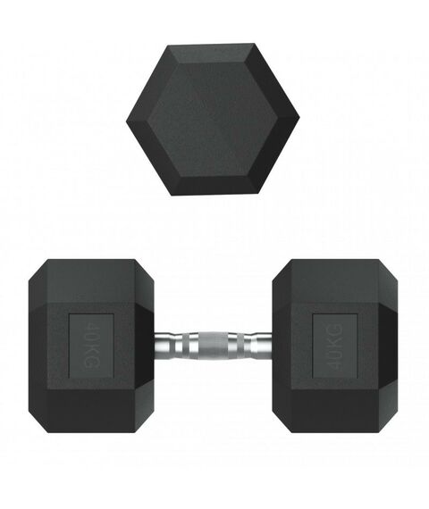 Гантели: Гантель гексагональная UNIXFIT 40 кг обрезиненная, пара фотографии